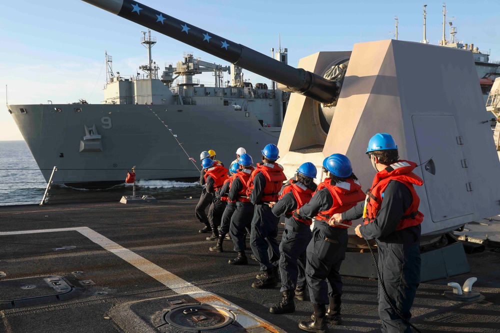 USS Truxtun conducts a replenishment-at-sea