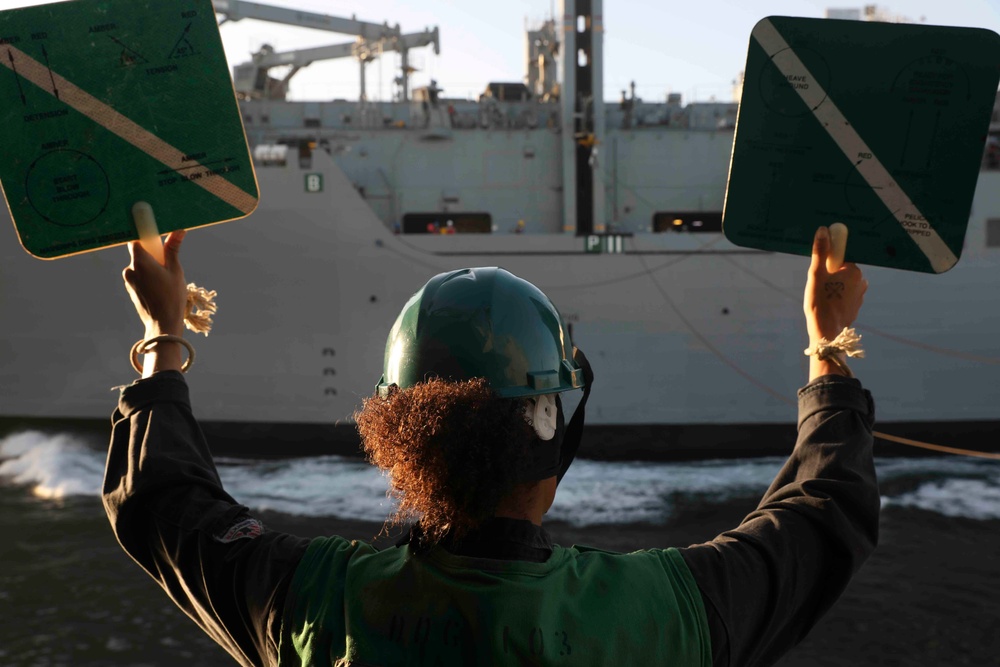 USS Truxtun conducts a replenishment-at-sea