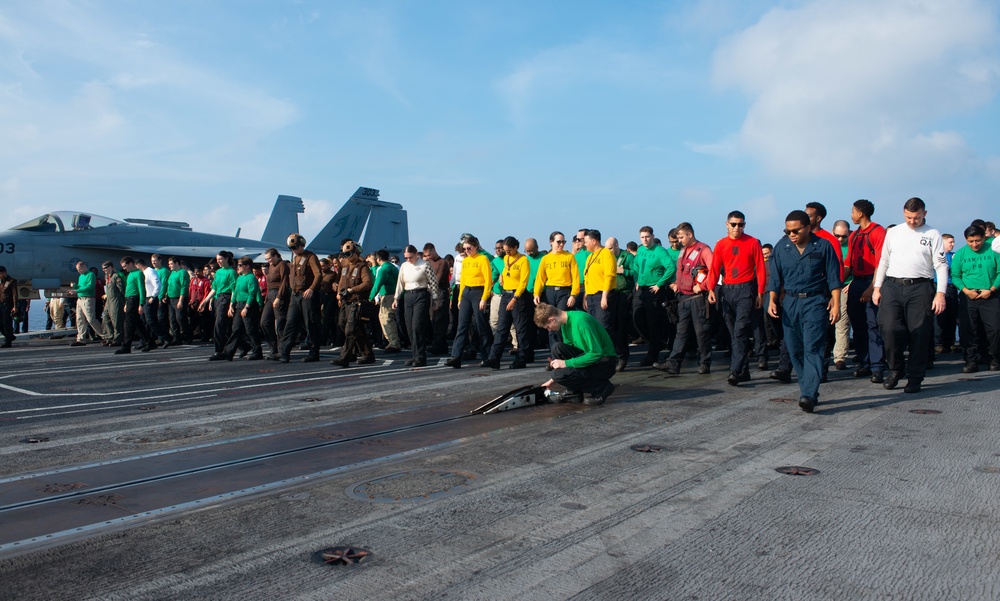 Sailors Participate In A FOD Walkdown