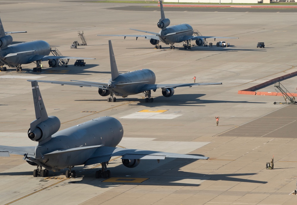 Travis AFB conducts combined KC-10, KC-46 integrated mission sortie training