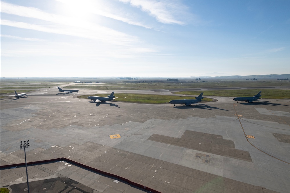 Travis AFB conducts combined KC-10, KC-46 integrated mission sortie training