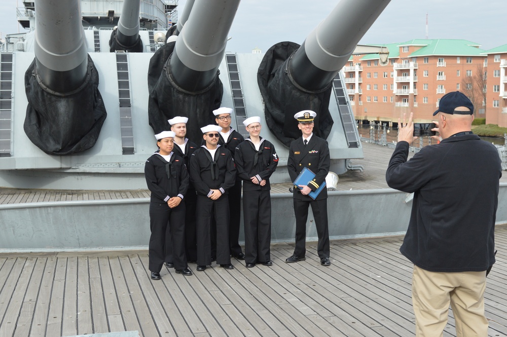 Naval Museum hosts a reenlistment ceremony aboard Battleship Wisconsin