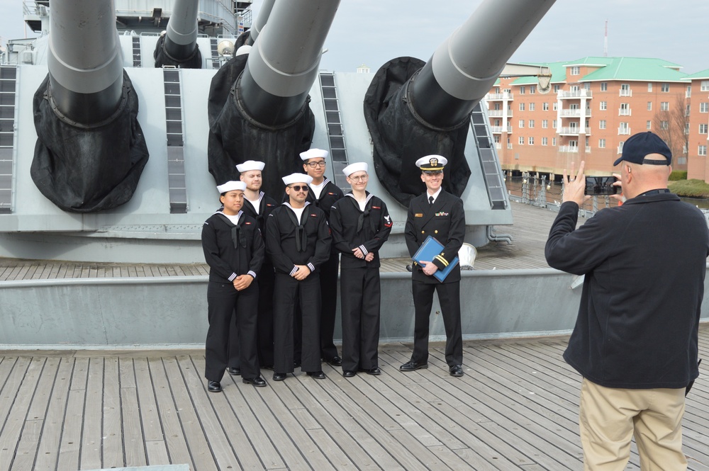 Naval Museum hosts a re-enlistment ceremony aboard Battleship Wisconsin