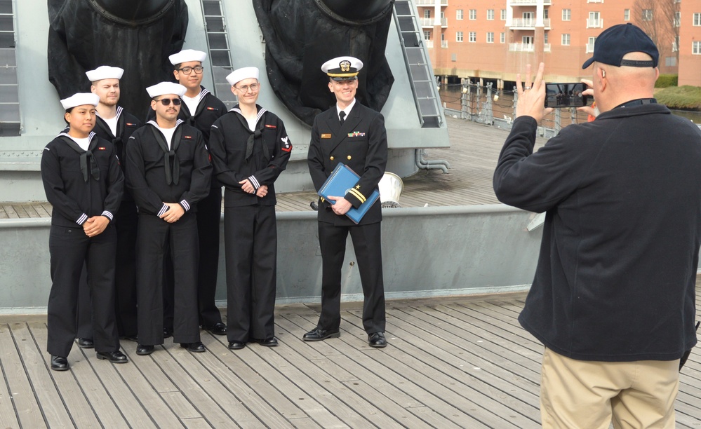 Naval Museum hosts a re-enlistment ceremony aboard Battleship Wisconsin