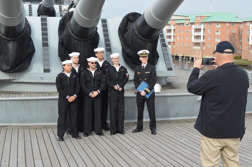 Naval Museum hosts a re-enlistment ceremony aboard Battleship Wisconsin