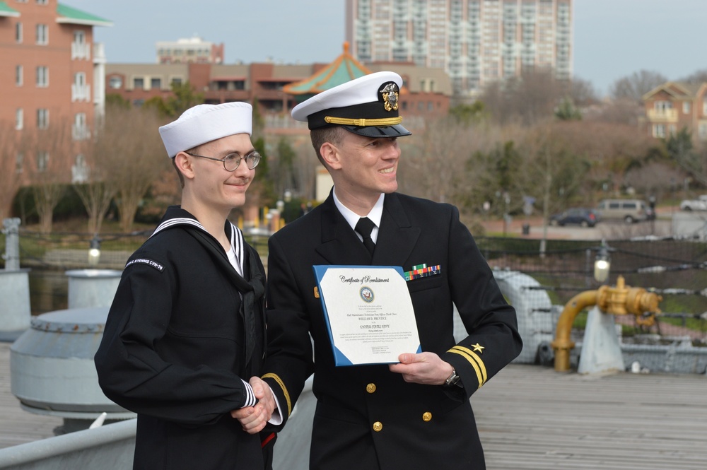 Naval Museum hosts a re-enlistment ceremony aboard Battleship Wisconsin