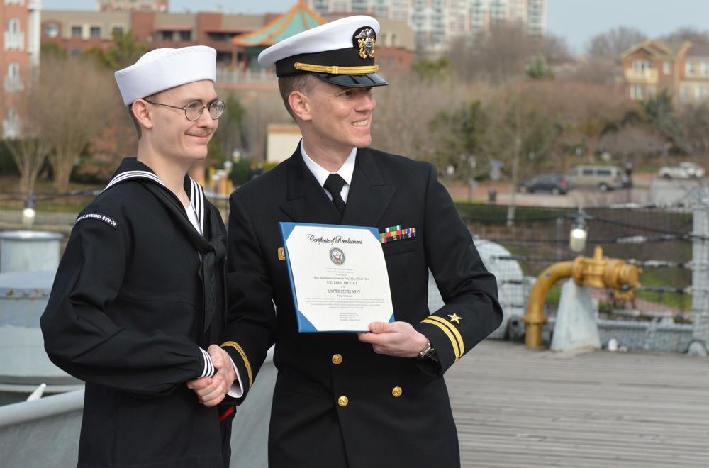 Re-enlistment ceremony aboard Battleship Wisconsin