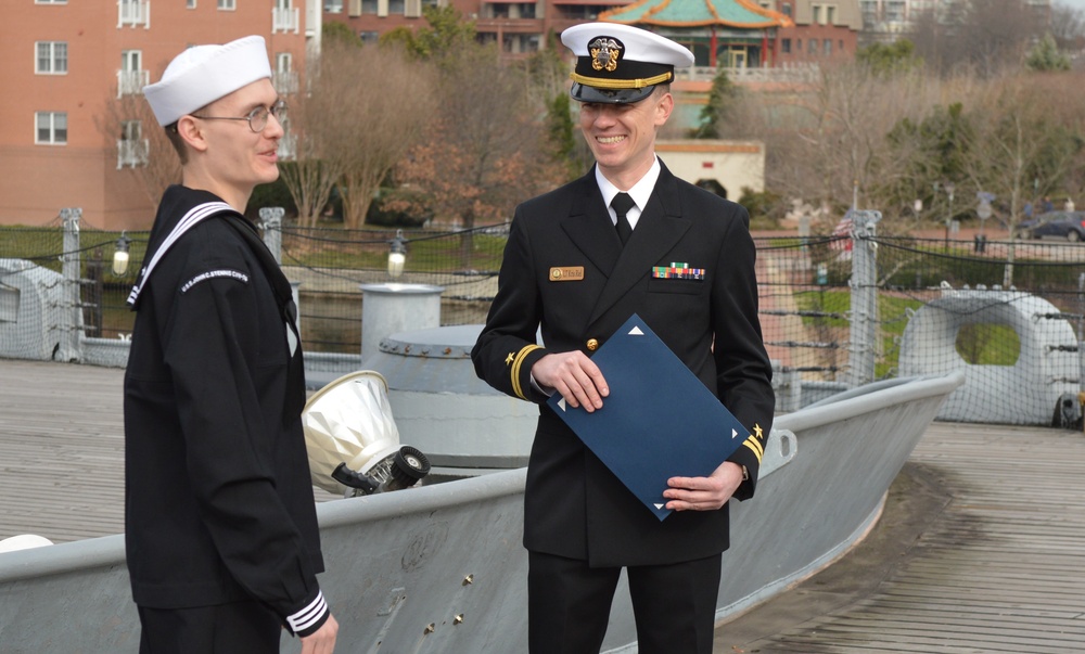 Re-enlistment ceremony aboard Battleship Wisconsin