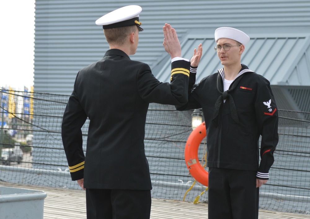 Re-enlistment ceremony aboard Battleship Wisconsin