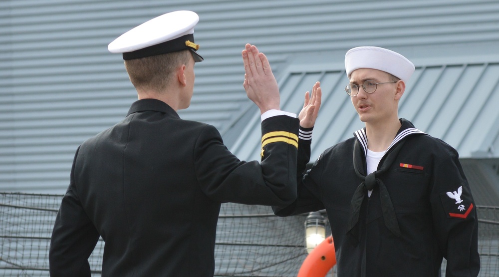 Naval Museum hosts a re-enlistment ceremony aboard Battleship Wisconsin