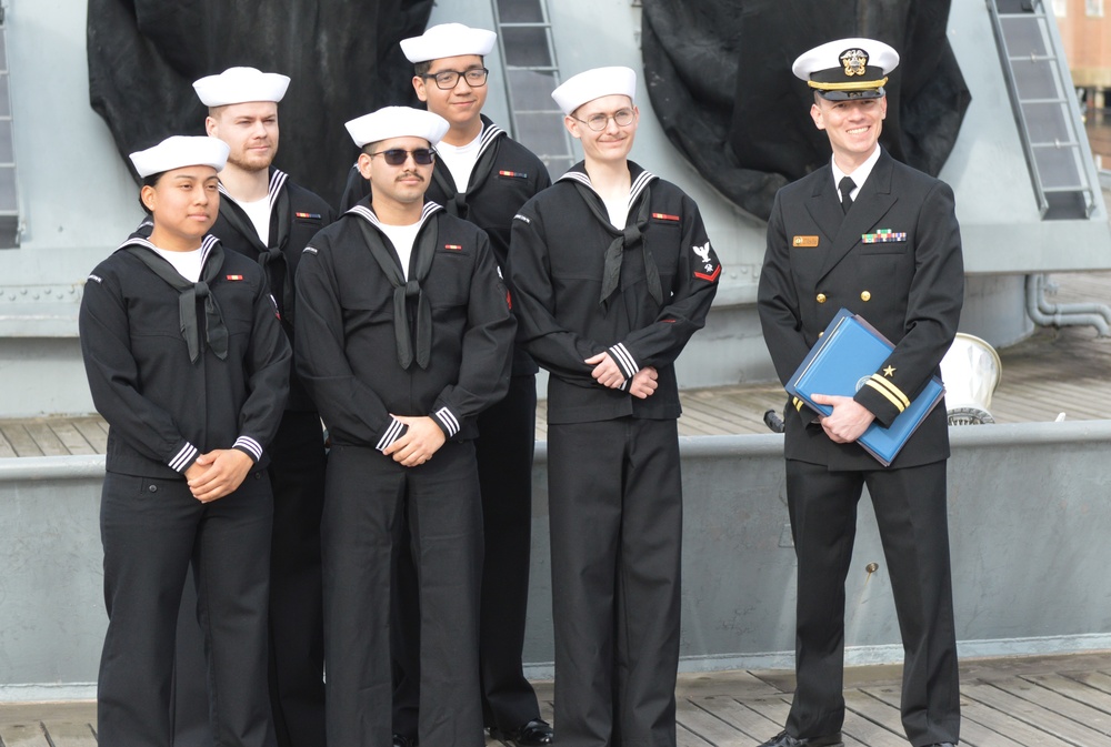 Re-enlistment ceremony aboard Battleship Wisconsin