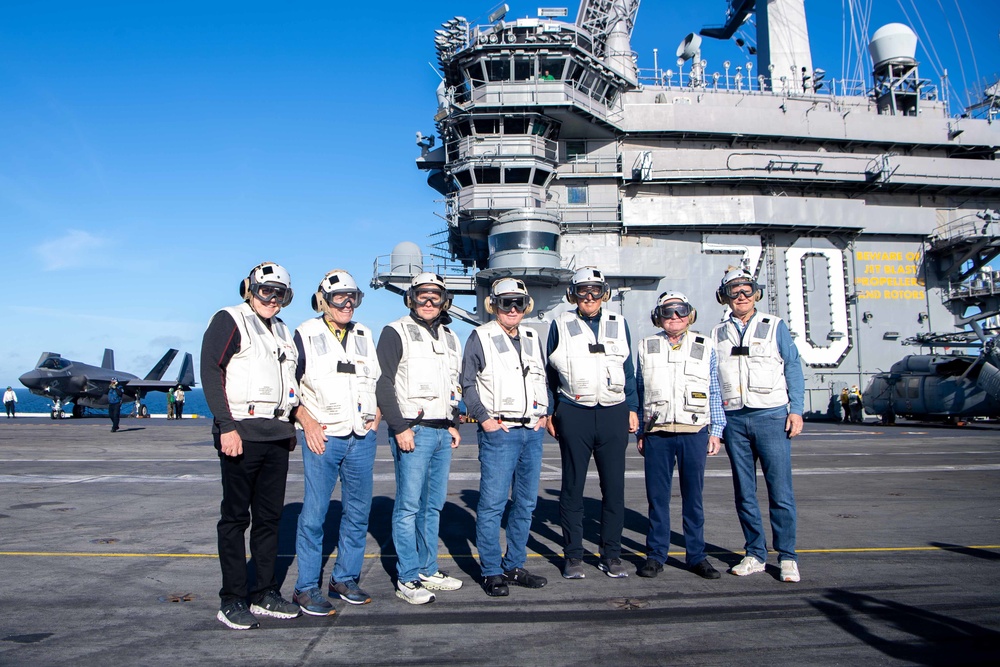 USS Carl Vinson (CVN 70) Sailors Host Dan Quayle in the Pacific Ocean