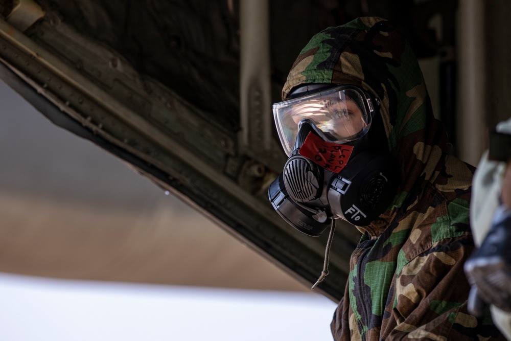 VMGR-152 Conducts Flight Line CBRN Training