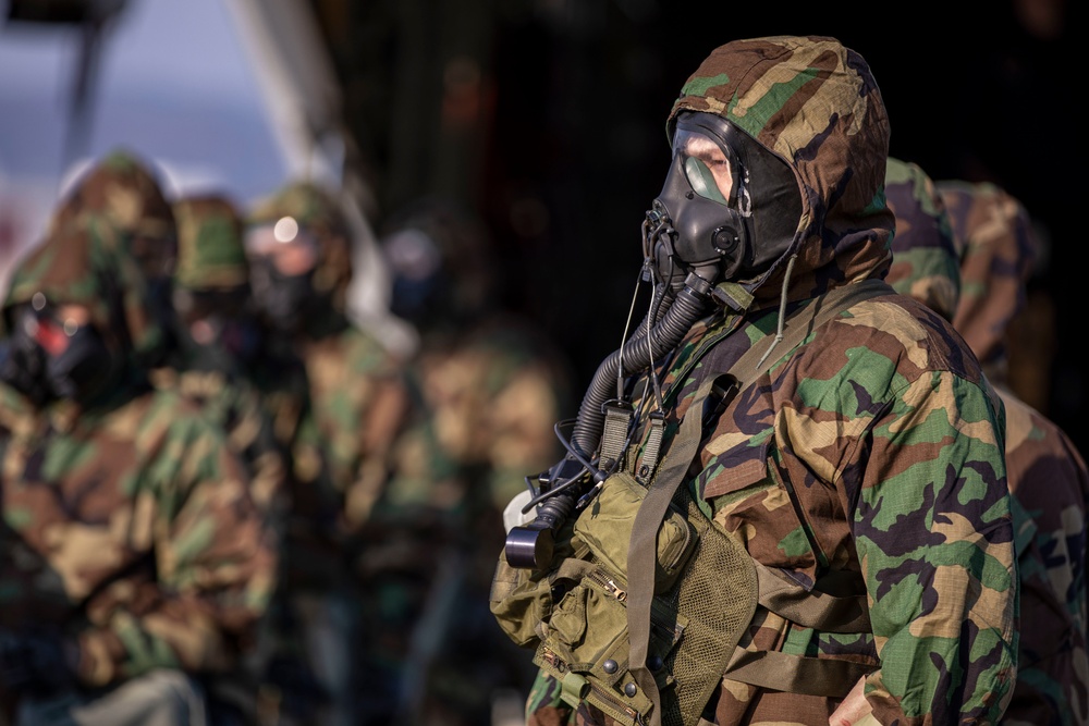 VMGR-152 Conducts Flight Line CBRN Training