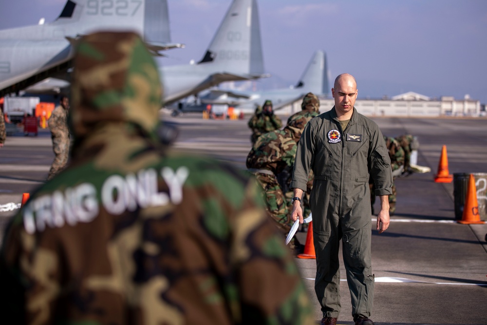 VMGR-152 Conducts Flight Line CBRN Training