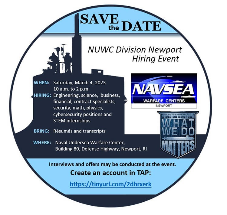 NUWC Division Newport to hold in-person hiring event for scientists, engineers on March 4