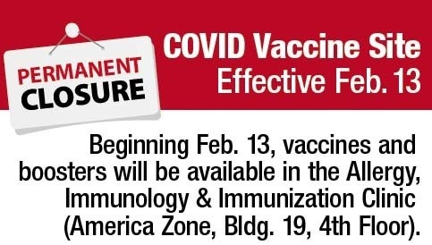 Walter Reed to Close COVID-19 Vaccination Site on February 13