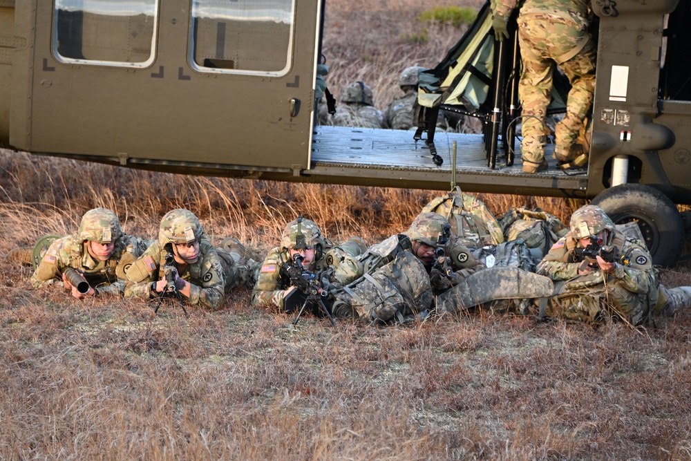 1st Battalion 114th Infantry conducting Air Assault Training on range 61, 10 February 2023.