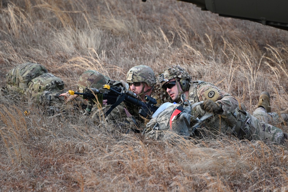 1st Battalion 114th Infantry conducting Air Assault Training on range 61, 10 February 2023.