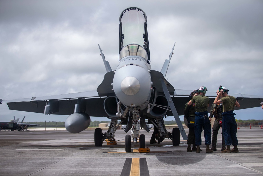 1st MAW AWC Brig. Gen. Rowell Flies With VMFA-312 in Guam