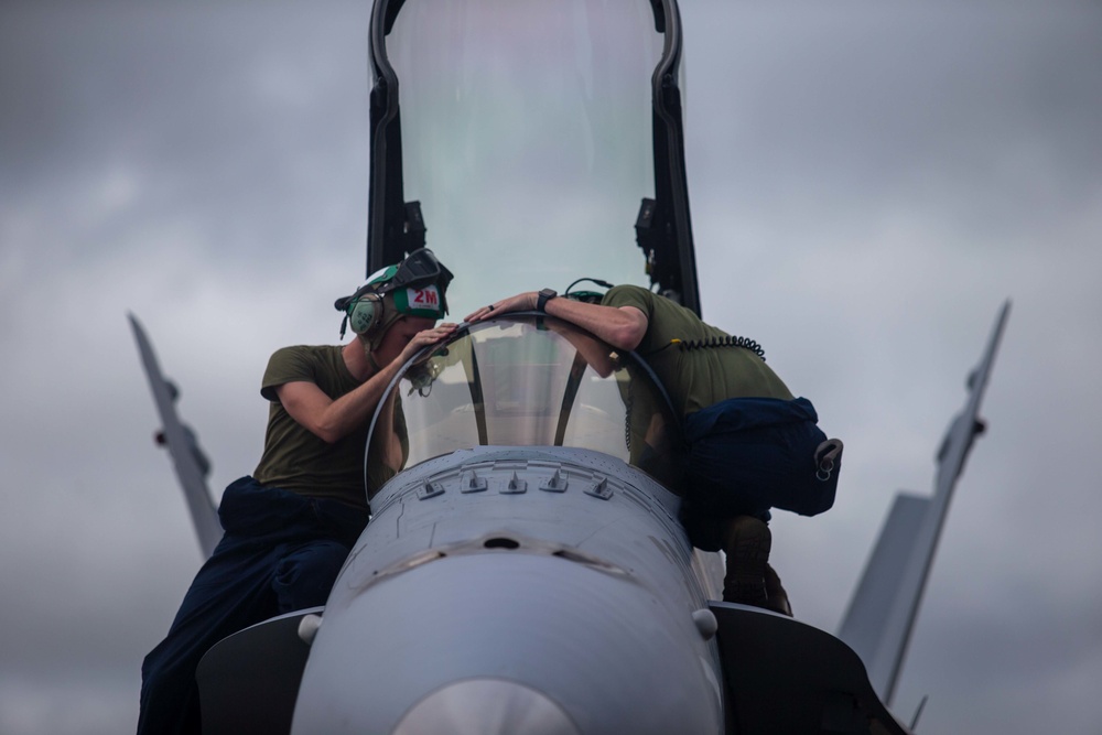 1st MAW AWC Brig. Gen. Rowell Flies With VMFA-312 in Guam