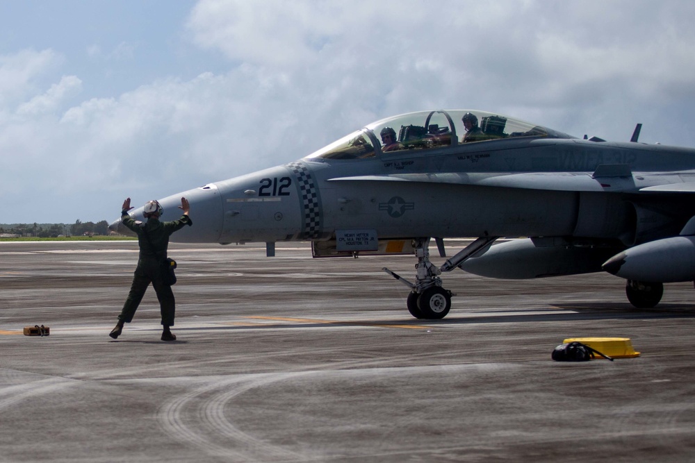 1st MAW AWC Brig. Gen. Rowell Flies With VMFA-312 in Guam