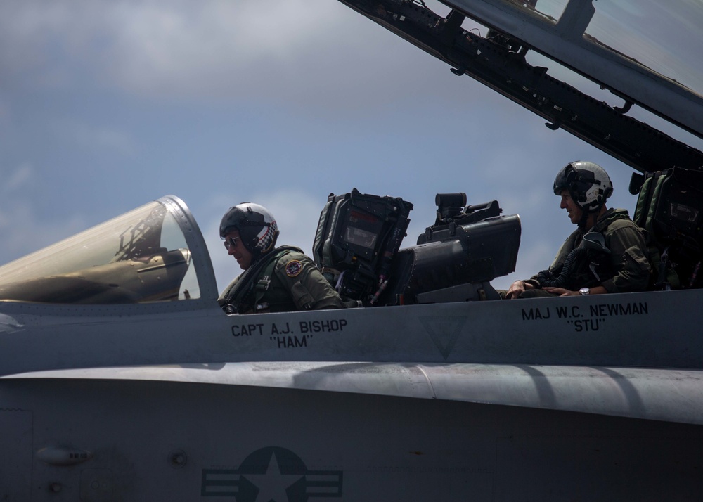 1st MAW AWC Brig. Gen. Rowell Flies With VMFA-312 in Guam