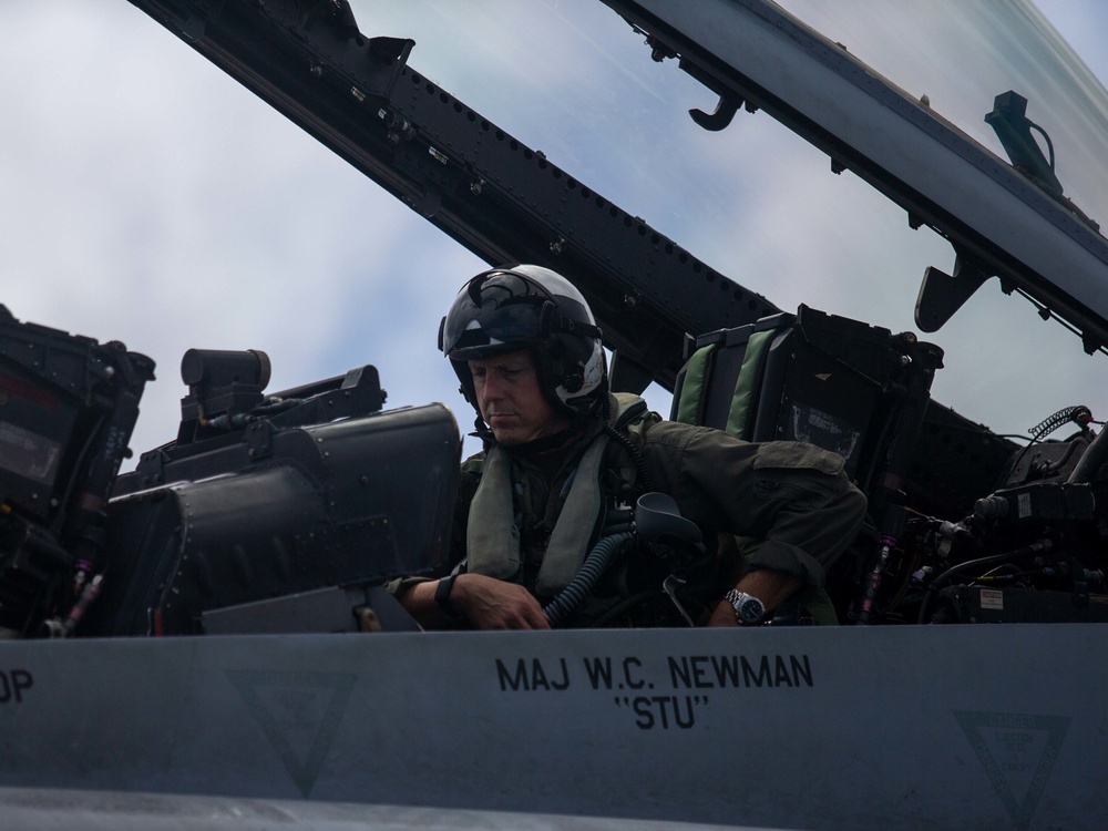 1st MAW AWC Brig. Gen. Rowell Flies With VMFA-312 in Guam