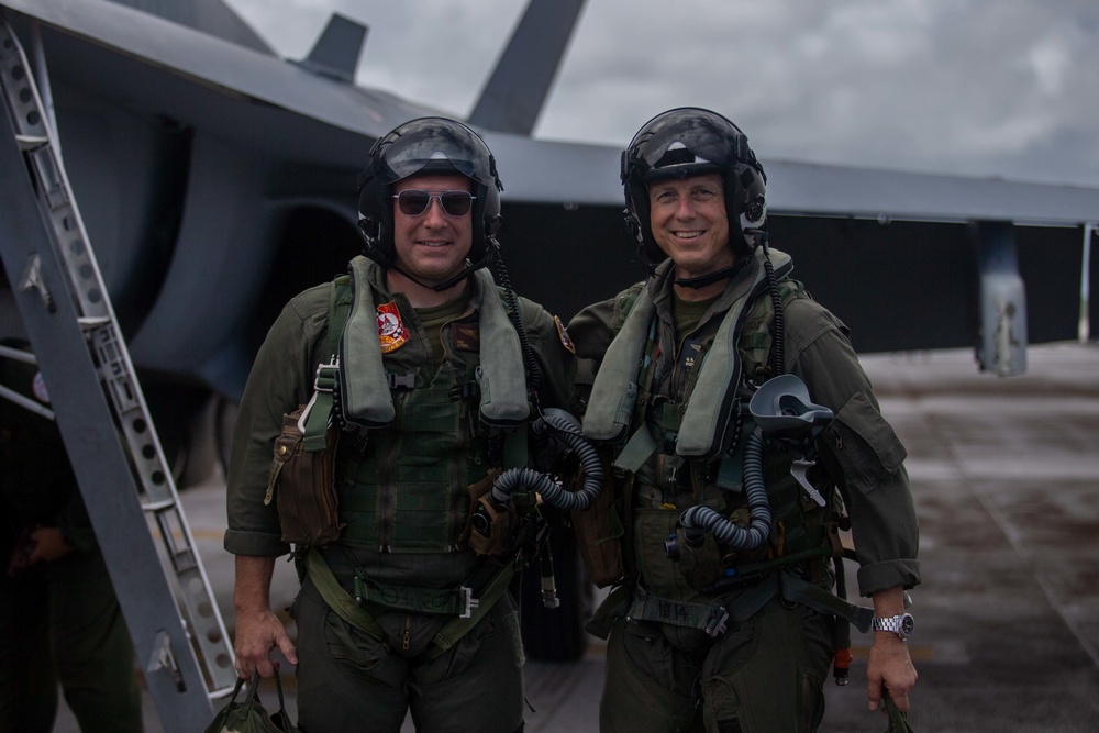 1st MAW AWC Brig. Gen. Rowell Flies With VMFA-312 in Guam