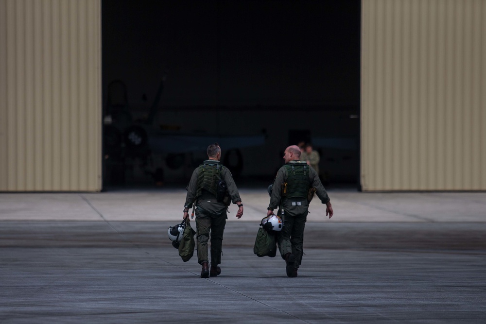 1st MAW AWC Brig. Gen. Rowell Flies With VMFA-312 in Guam