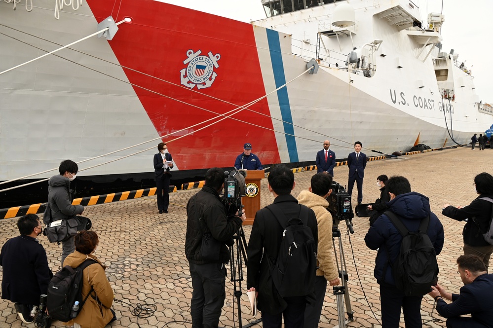 U.S. Coast Guard Cutter Kimball hosts local media, community leaders while in Kagoshima, Japan