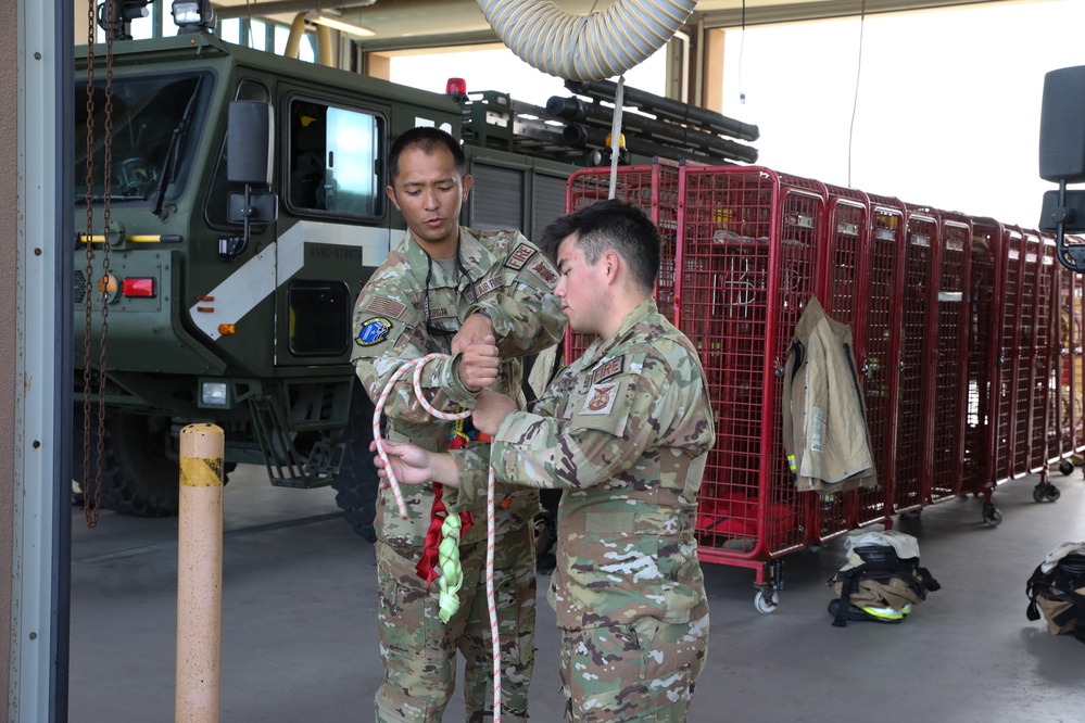 Hawaii Army National Guard, Air Force Reserve and Marine Corps Firefighters conduct a joint training exercise at Kaneohe Marine Air Station.