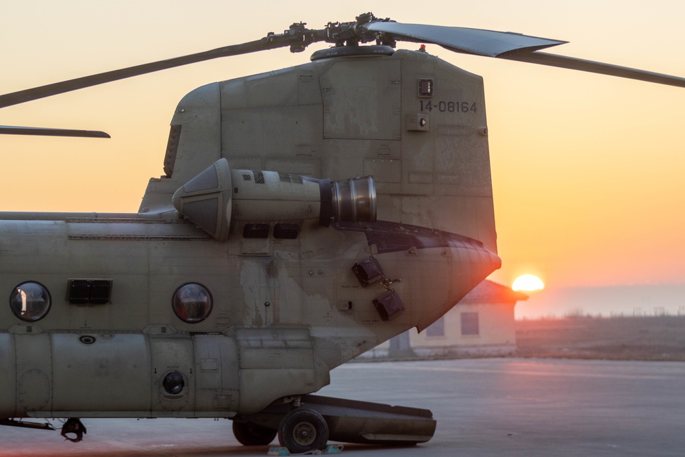 U.S. Army CH-47 Chinook preps for Humanitarian Aid and Disaster Relief in Türkiye