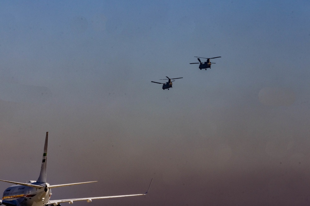 U.S. Army CH-47 Chinooks fly towards Humanitarian Aid and Disaster Relief in Türkiye