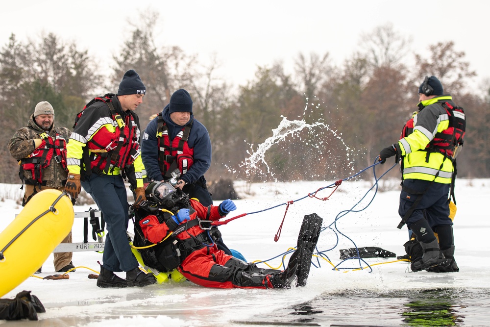 Ice Water Rescue Training with Fort McCoy Fire Department