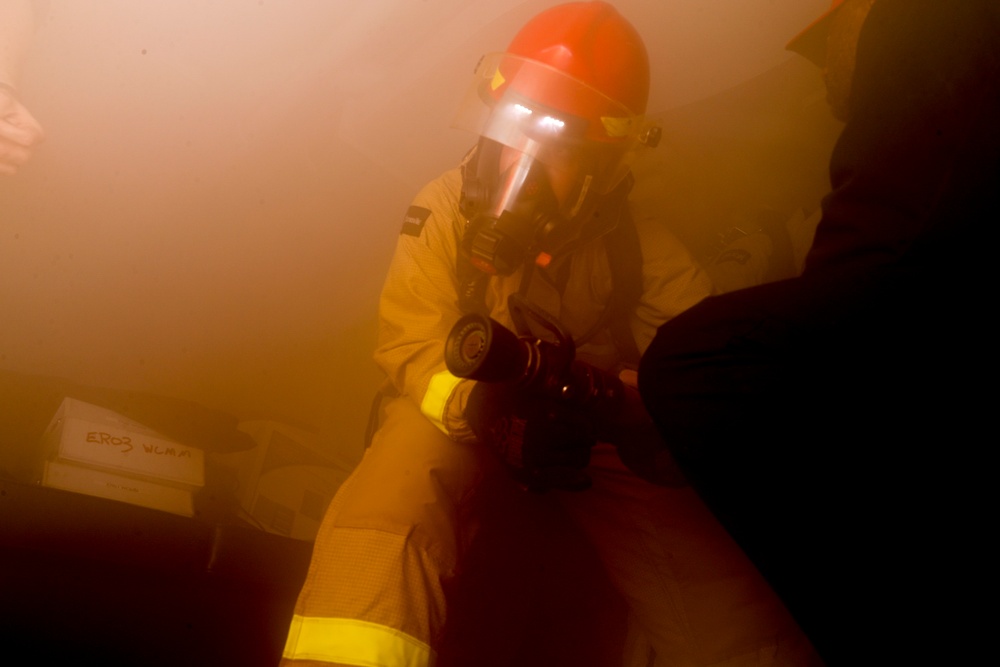 General Quarters Training: George Washington Sailors practice Flight Deck Firefighting