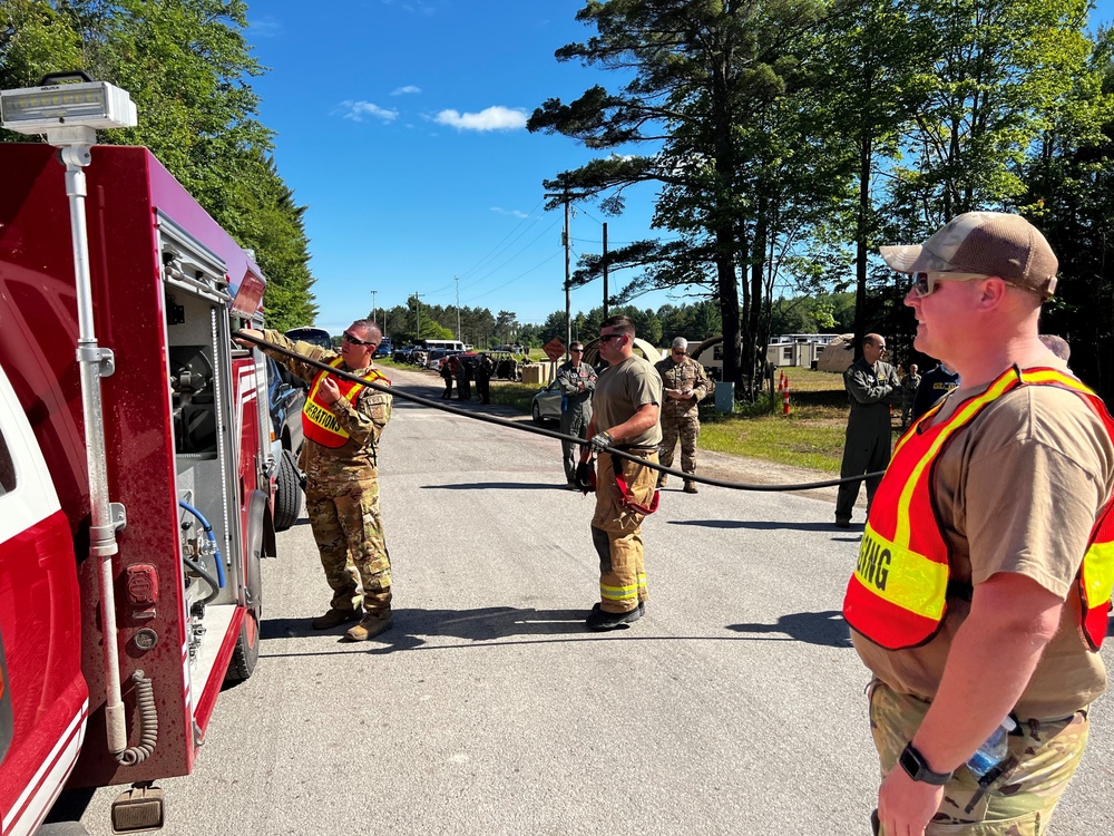 Firefighter support at highway landing