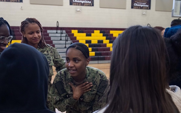 VFA-97, VFA-122, VAQ-129 visit L. Thomas Heck Middle School