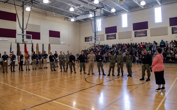 VFA-97, VFA-122, VAQ-129 visit L. Thomas Heck Middle School