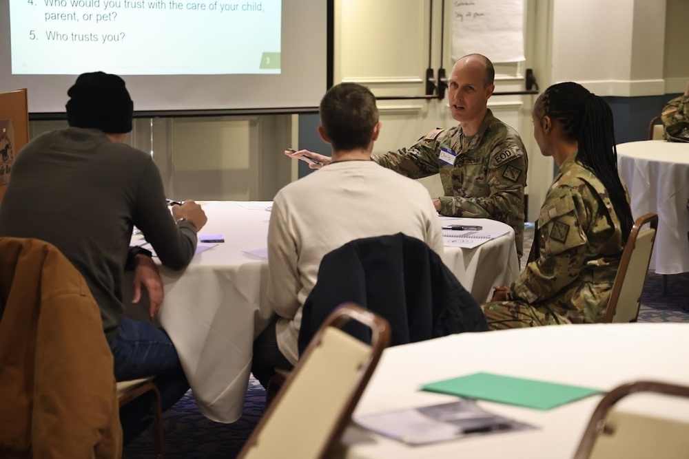 American Soldiers participate in character development training in Havre de Grace