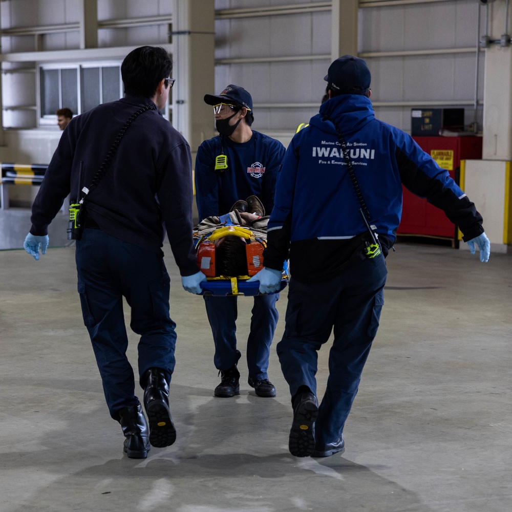 Until everyone's safe: Marine Corps Air Station Iwakuni emergency services personnel, Japan Maritime Self-Defense Force members participate in emergency response training