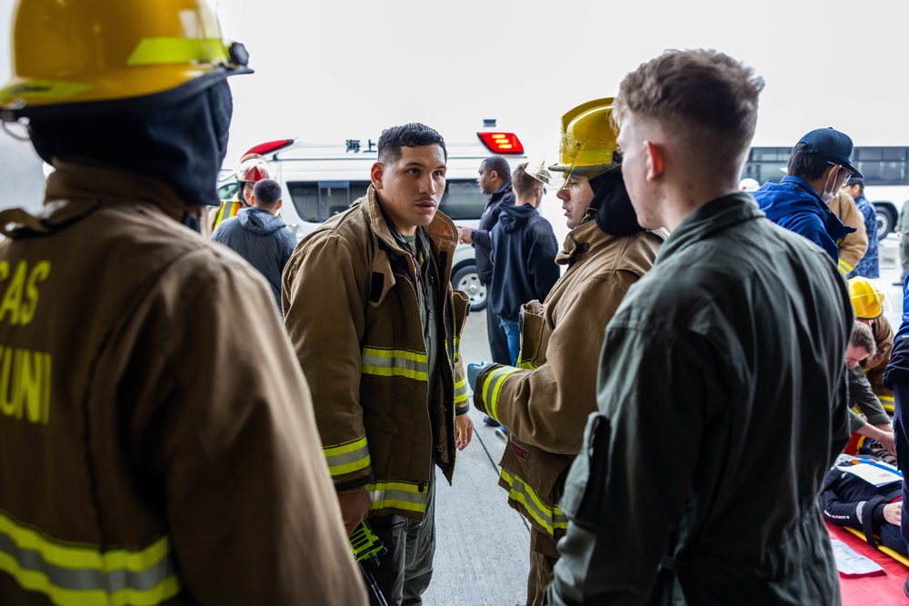 Until everyone's safe: Marine Corps Air Station Iwakuni emergency services personnel, Japan Maritime Self-Defense Force members participate in emergency response training