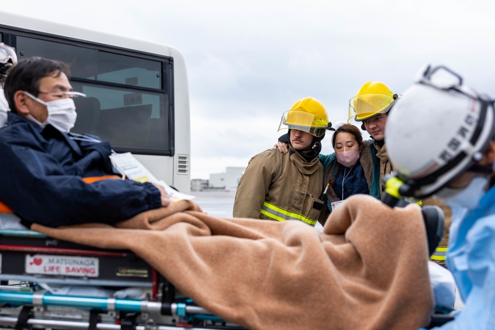 Until everyone's safe: Marine Corps Air Station Iwakuni emergency services personnel, Japan Maritime Self-Defense Force members participate in emergency response training