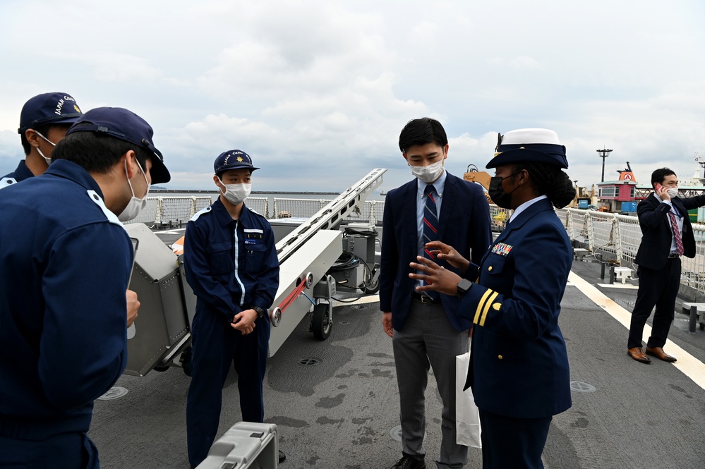 Japan Coast Guard members tour U.S. Coast Guard Cutter Kimball in Kagoshima, Japan