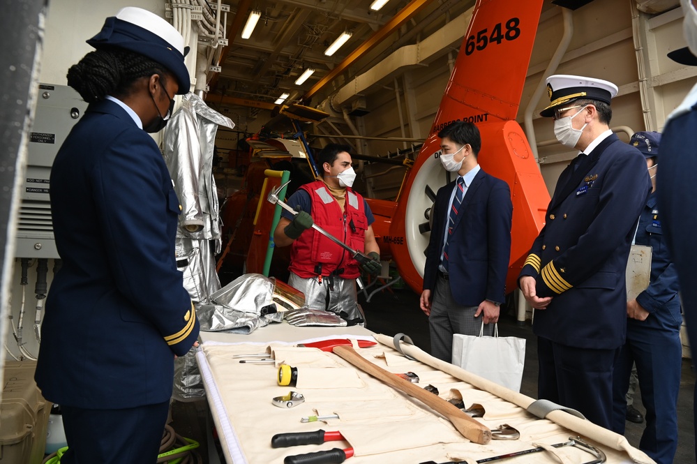 Japan Coast Guard members tour U.S. Coast Guard Cutter Kimball in Kagoshima, Japan