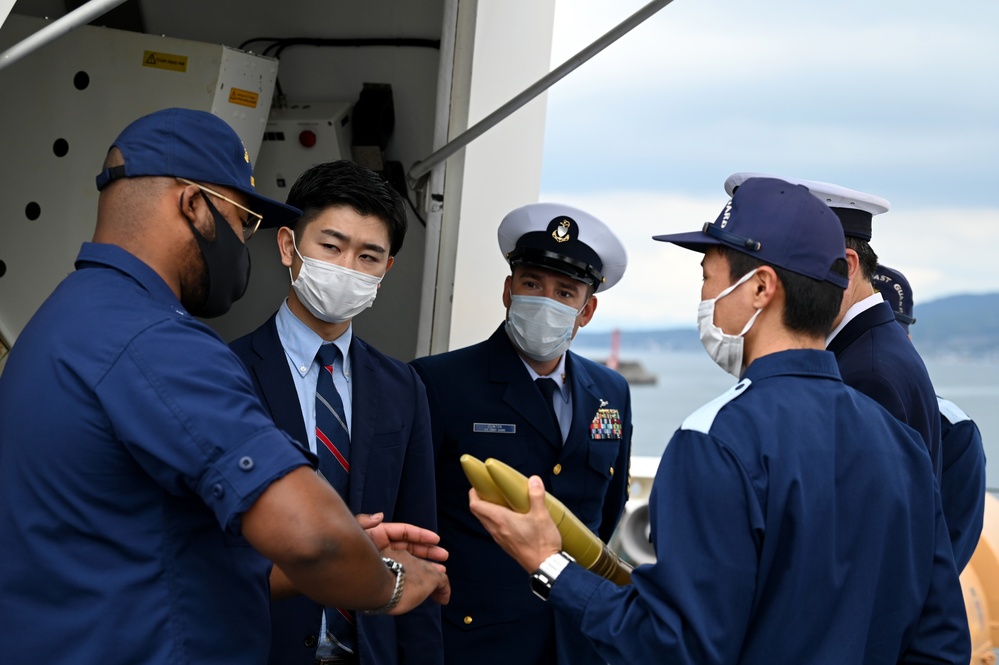 Japan Coast Guard members tour U.S. Coast Guard Cutter Kimball in Kagoshima, Japan