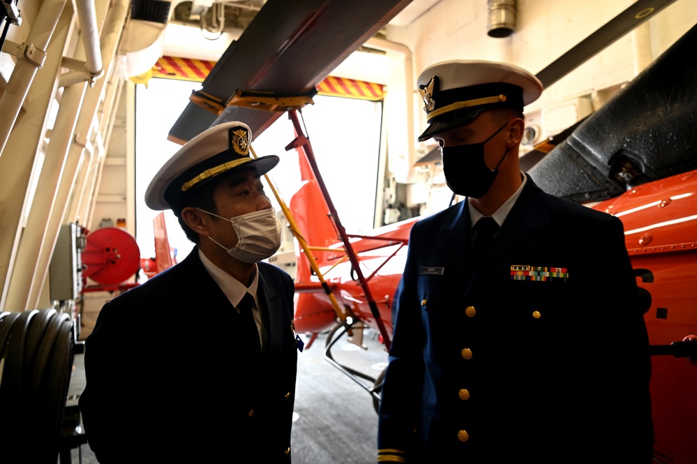 Japan Coast Guard members tour U.S. Coast Guard Cutter Kimball in Kagoshima, Japan