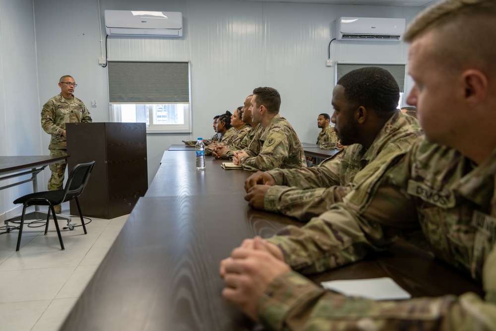 Task Force Hellfighter Commander Visits Units At the Joint Training Center in Jordan