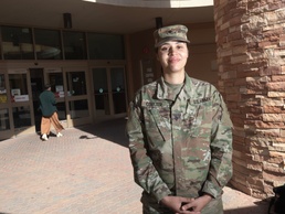 Soldier clips on: 11th ADA Bde. Soldier saves at the register, helps others