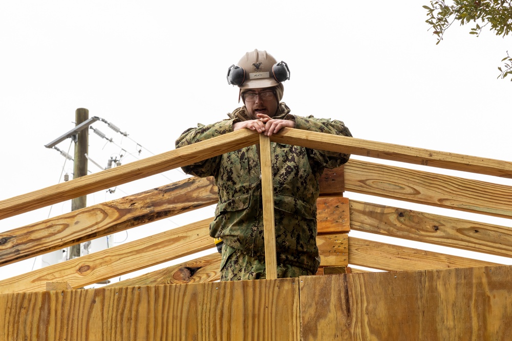 U.S. Marines with 8th Engineer Support Battalion and U.S. Navy Seabees Construct Wooden Structures during Exercise Winter Pioneer 23